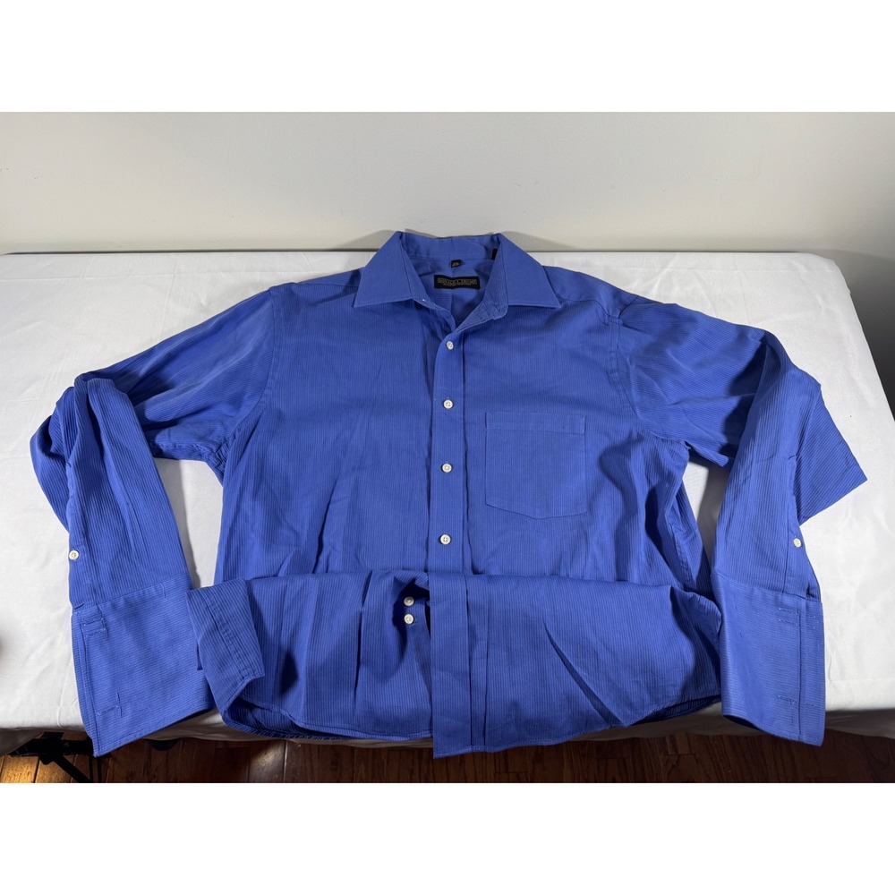 Donald J Trump Signature Collection Blue Ribbed Dress Shirt 15.5 32/33 Mens